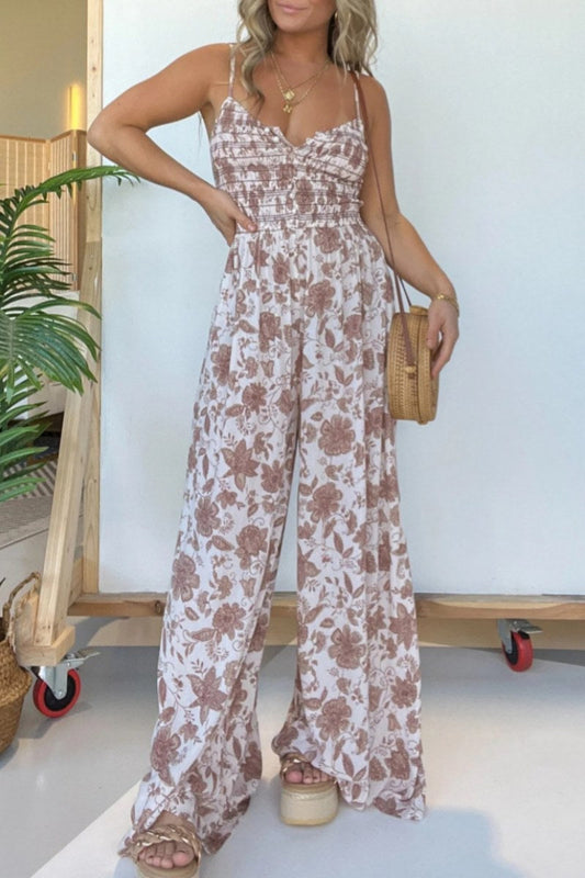 Print Backless Spaghetti Strap Regular Jumpsuits(6 Colors)