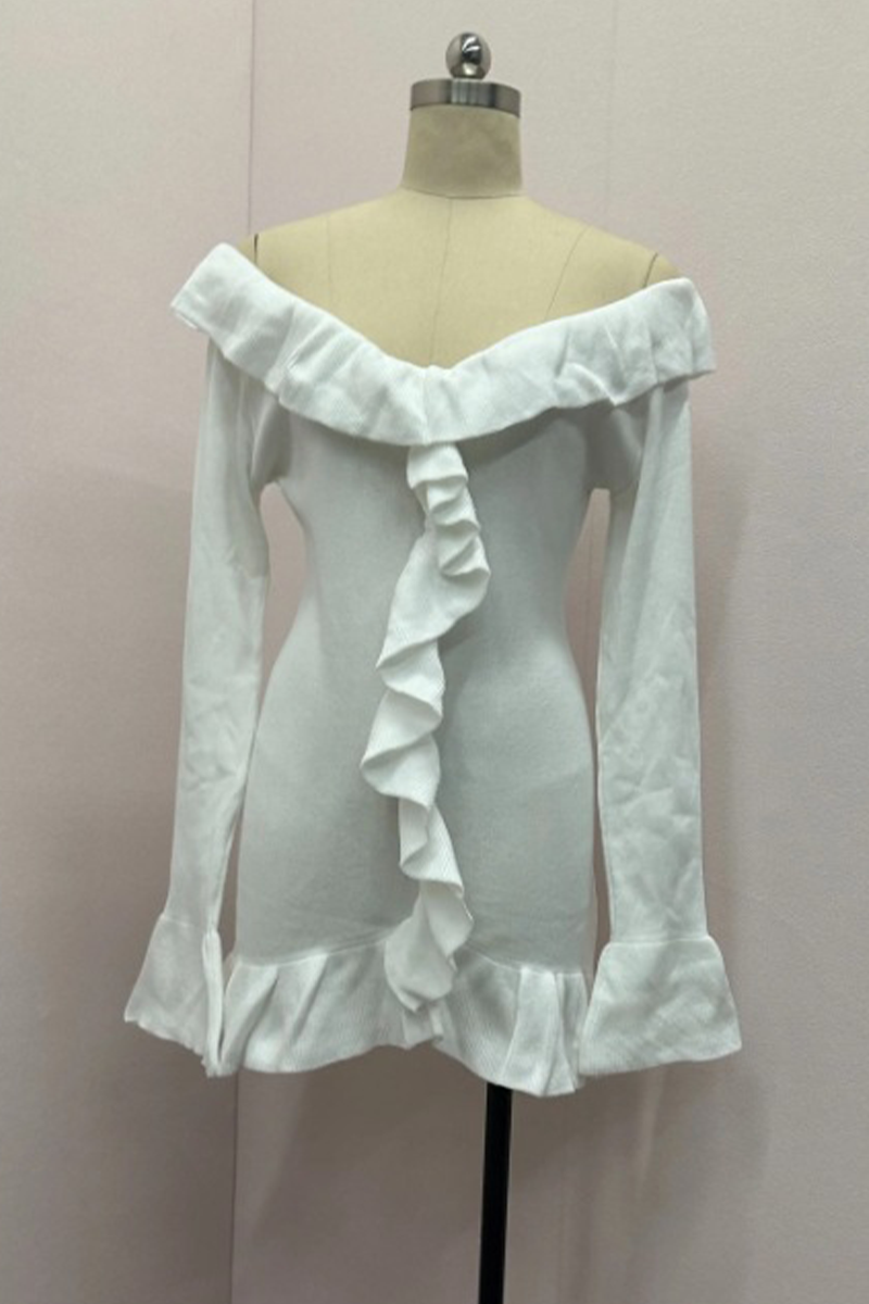 Color Ruffle Off Shoulder Wrapped Skirt Dresses