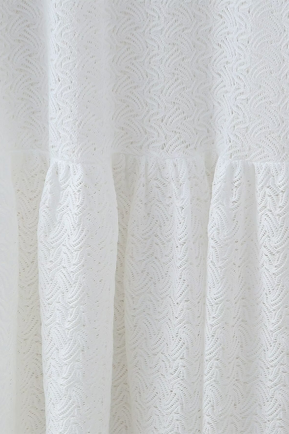 Color Embroidered Hollow Out U Neck One Step Skirt Dresses