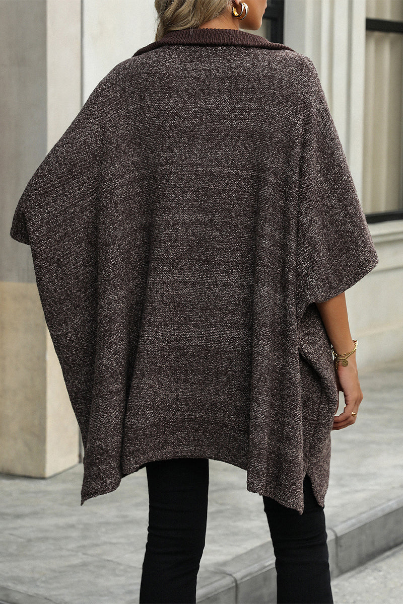 Color Zipper Turndown Collar Sweaters(4 Colors)