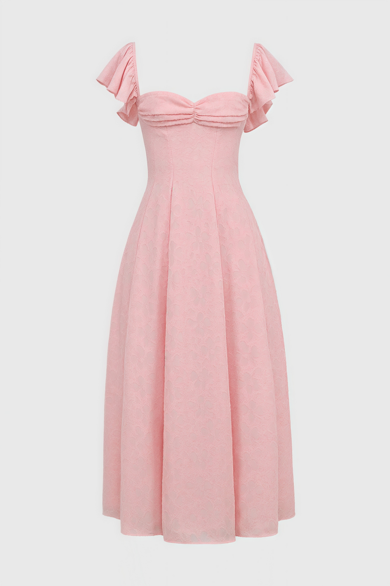 Kinsle Pink Jacquard Midi Dress