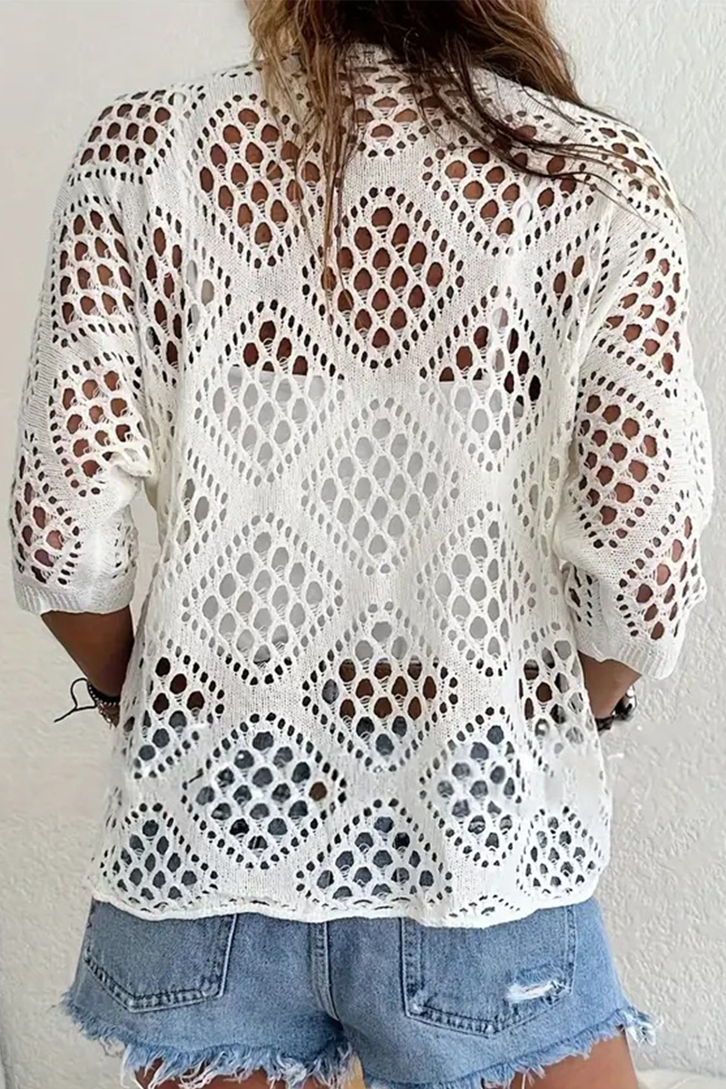 Daily Color Hollow Out V Neck Sweaters(5 Colors)