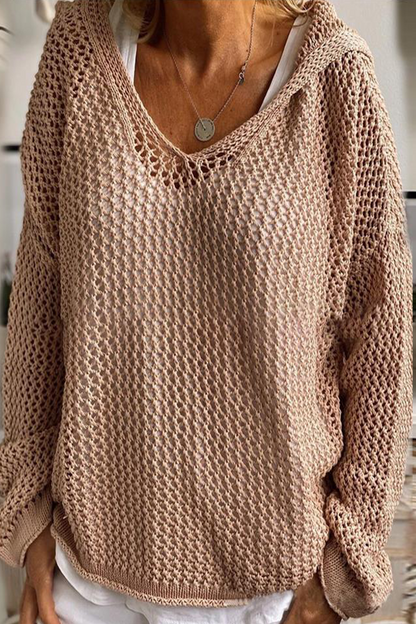 Daily Color Hollow Out Hooded Sweaters(6 Colors)