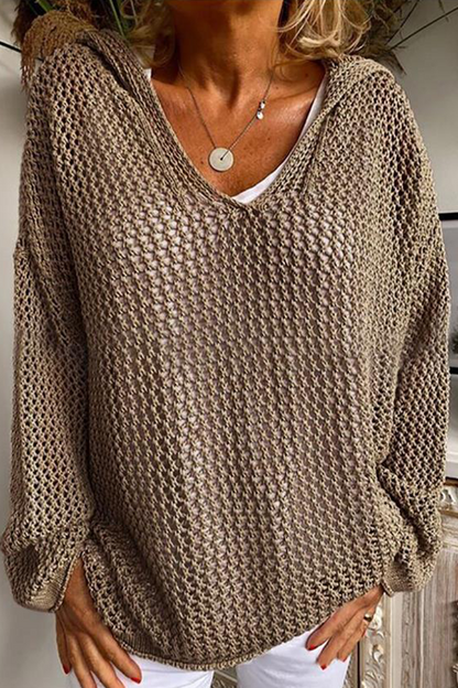 Daily Color Hollow Out Hooded Sweaters(6 Colors)