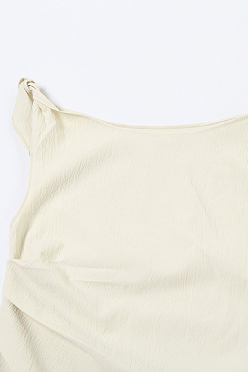 Color Irregular Sloping Shoulder T-shirts