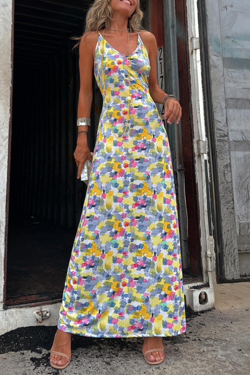 Geometric Print Backless Contrast V Neck One Step Skirt Dresses(two Ways to Wear)