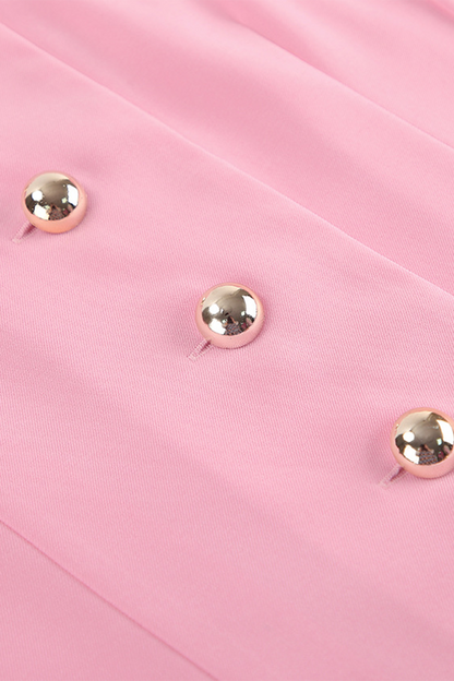 Celebrities Color Buckle Turndown Collar Pencil Skirt Dresses