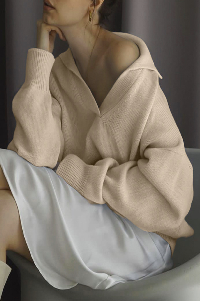 Daily Color Patchwork Knit Polo Collar Sweaters