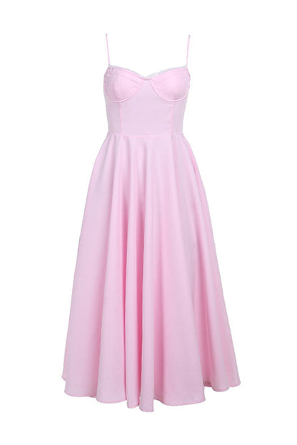 Party Color Patchwork V Neck Waist Skirt Dresses