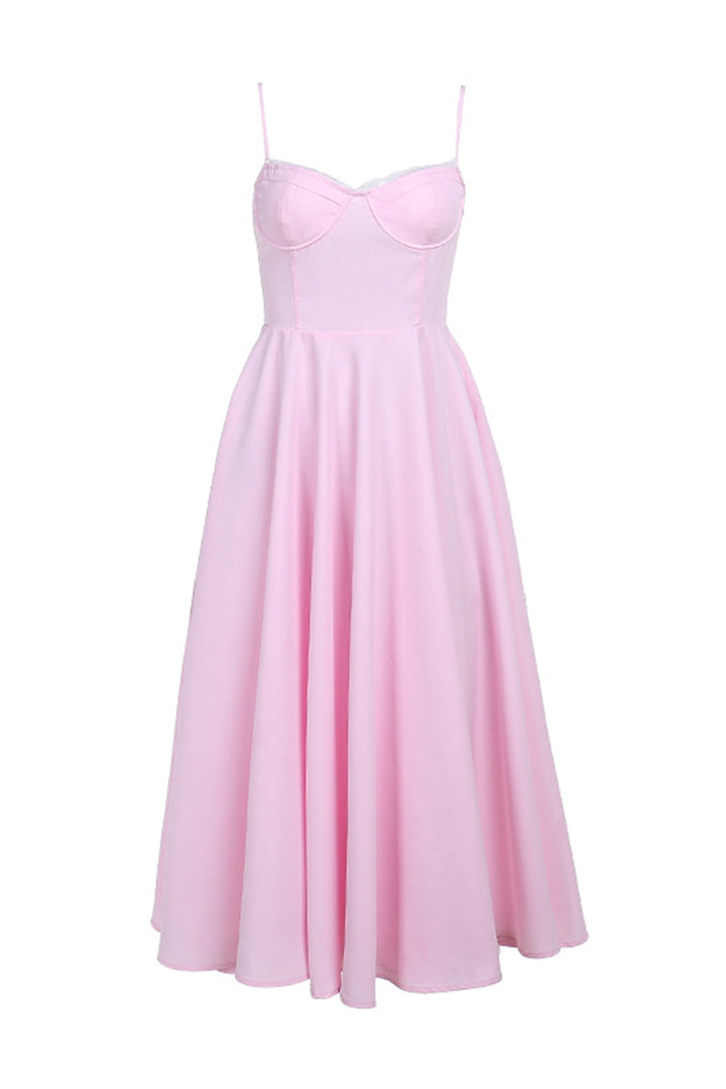 Party Color Patchwork V Neck Waist Skirt Dresses