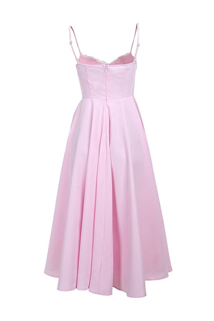 Party Color Patchwork V Neck Waist Skirt Dresses
