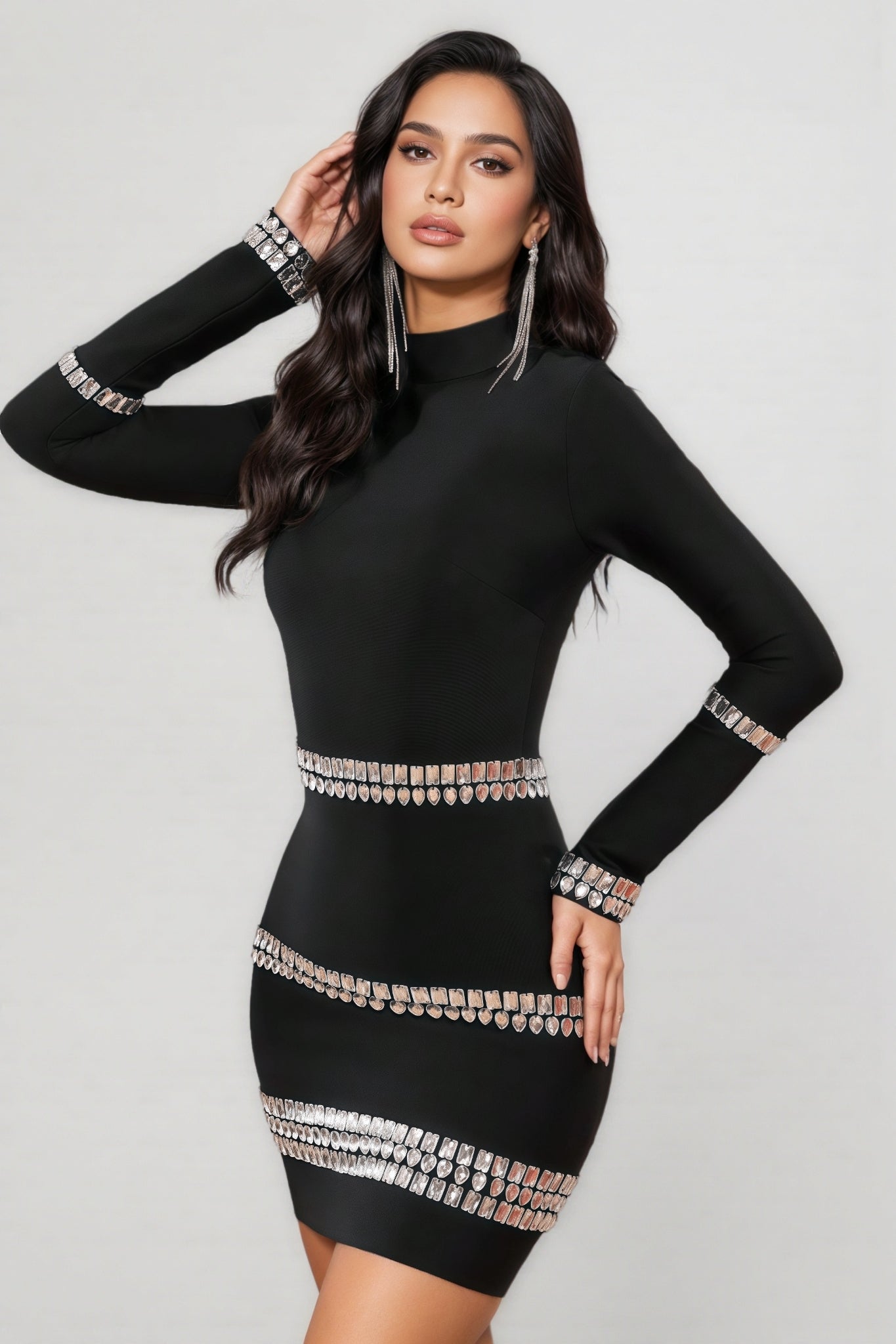Nico Diamond-studded Bandage Mini Dress