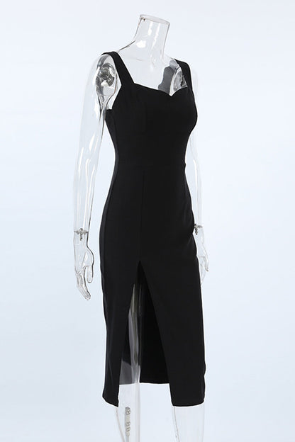 Color Slit V Neck Wrapped Skirt Dresses