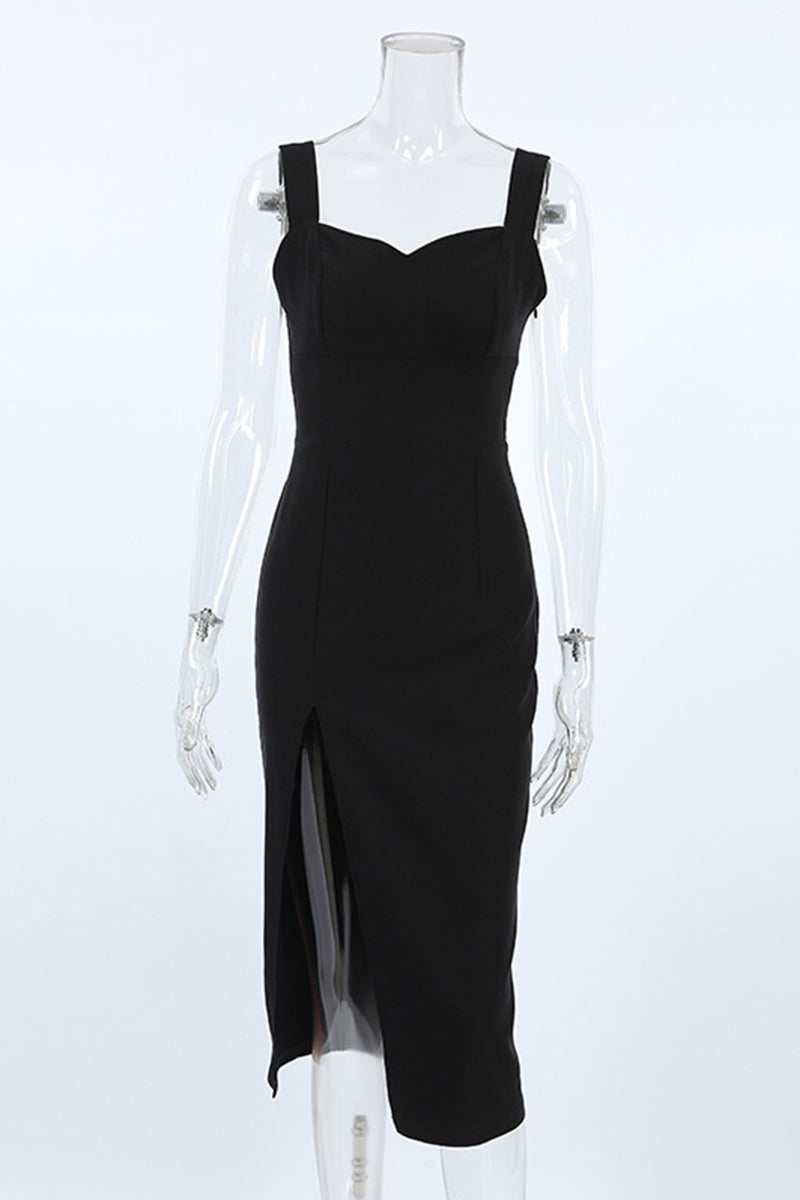 Color Slit V Neck Wrapped Skirt Dresses