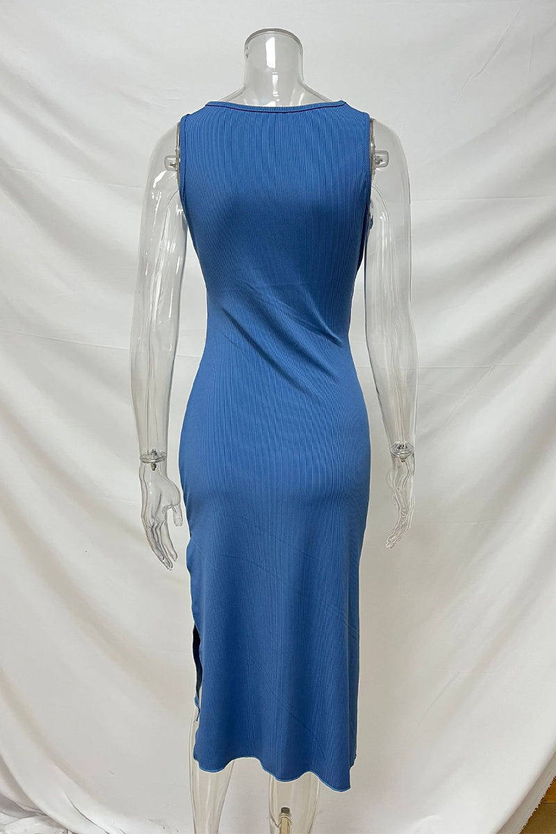 Color Hollow Out U Neck Wrapped Skirt Dresses(4 Colors)