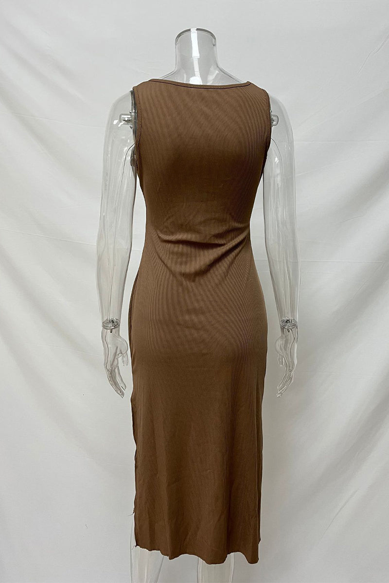 Color Hollow Out U Neck Wrapped Skirt Dresses(4 Colors)