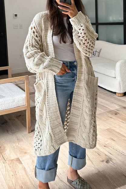 Daily Color Hollow Out Pocket Cardigan Collar Cardigans