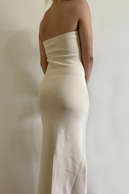 Color Backless Weave Strapless One Step Skirt Dresses(4 Colors)