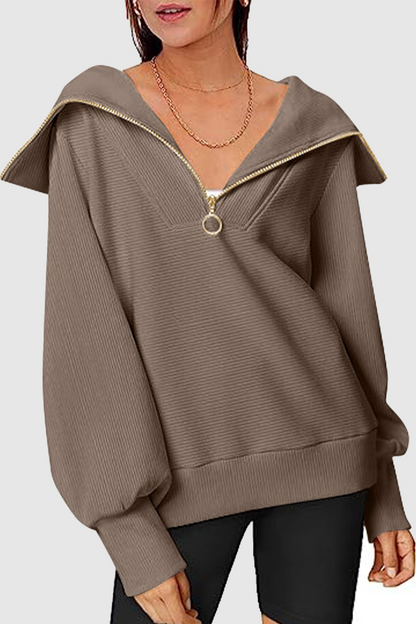 Street Color Zipper Turndown Collar Hoodies(6 Colors)