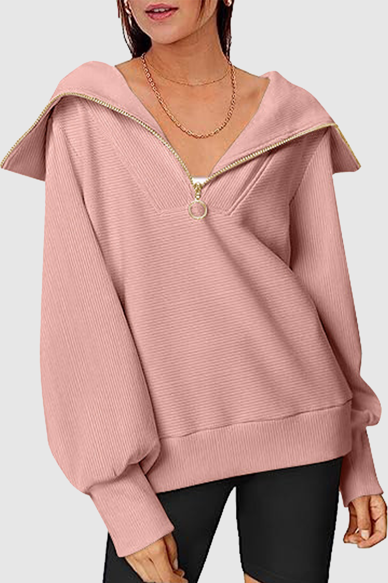 Street Color Zipper Turndown Collar Hoodies(6 Colors)