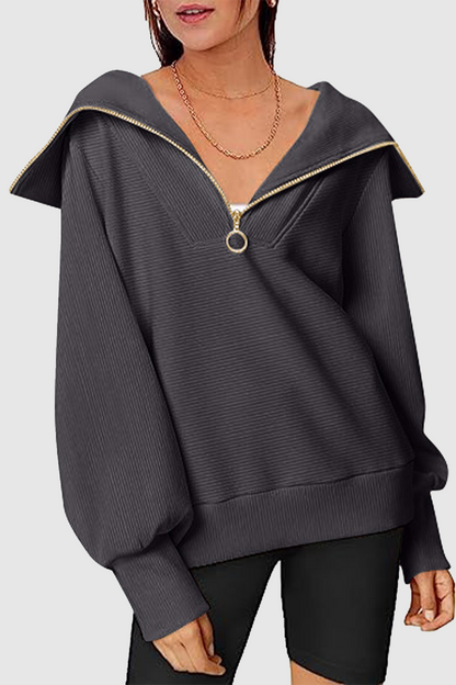 Street Color Zipper Turndown Collar Hoodies(6 Colors)