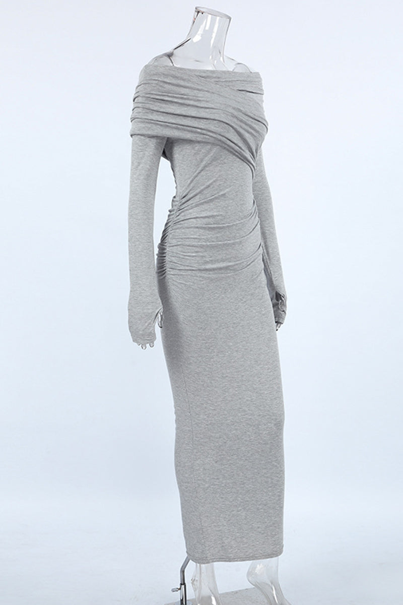 Ruched Irregular Off Shoulder Wrapped Skirt Dresses