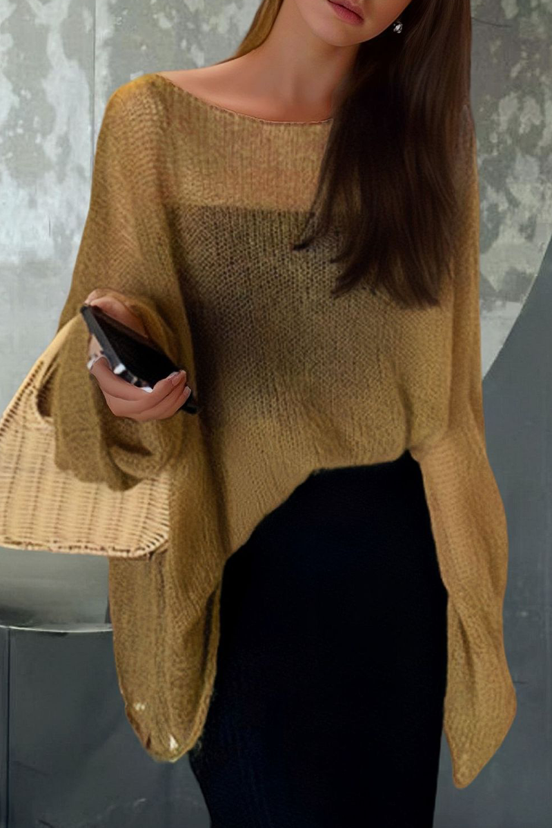 Color See-through O Neck Sweaters(3 Colors)