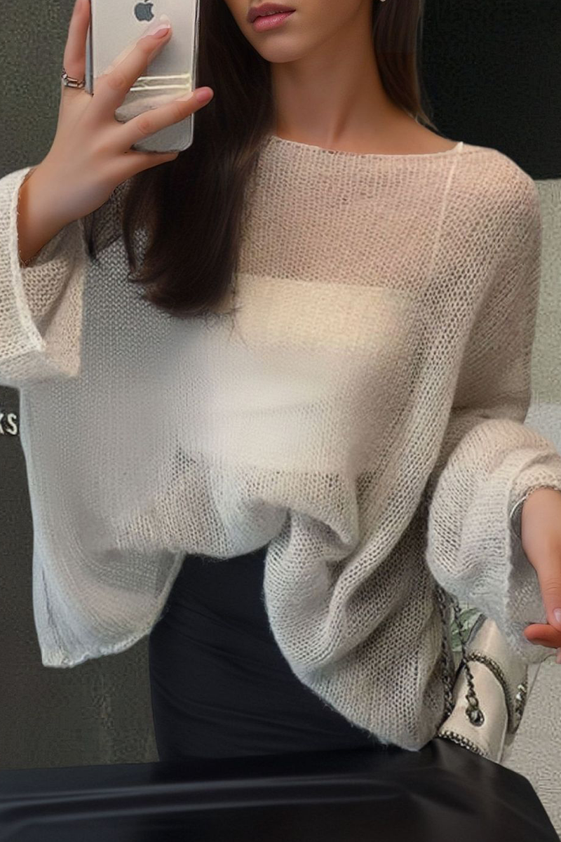 Color See-through O Neck Sweaters(3 Colors)