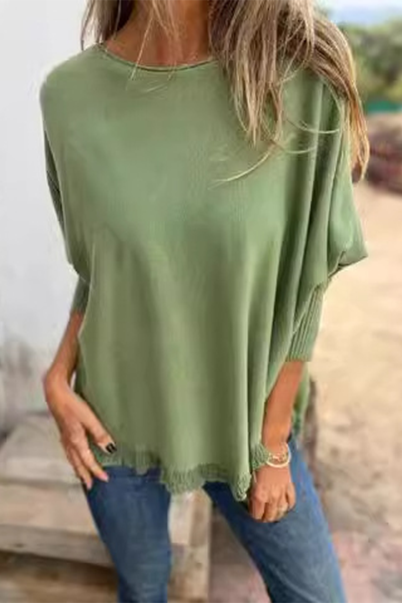 Color Stringy Selvedge O Neck Sweaters(8 Colors)