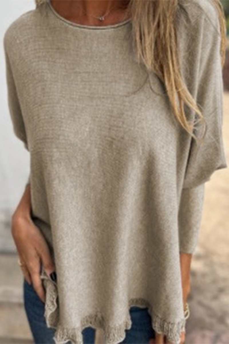 Color Stringy Selvedge O Neck Sweaters(8 Colors)