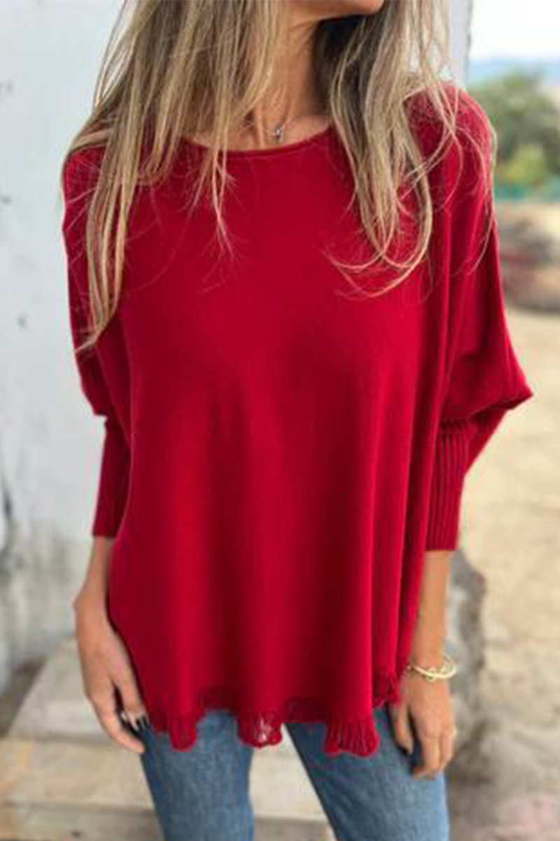 Color Stringy Selvedge O Neck Sweaters(8 Colors)