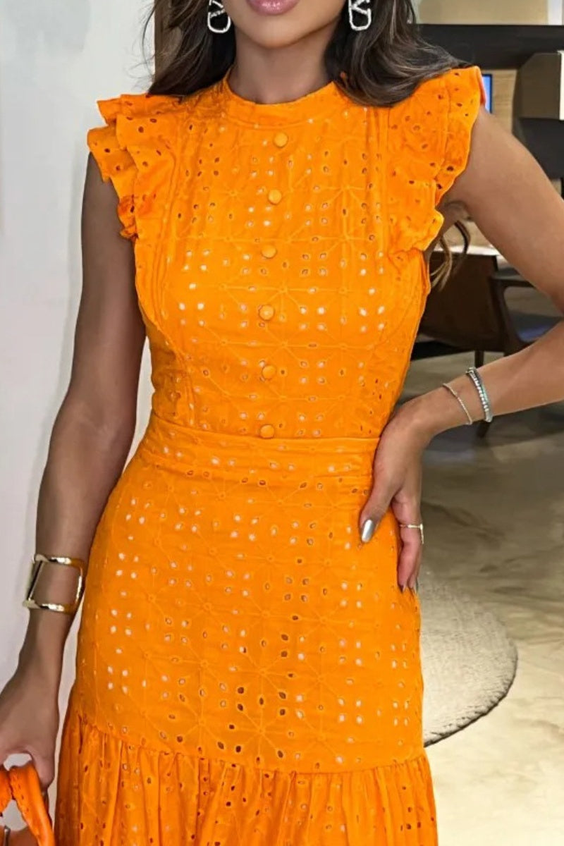 Color Basic O Neck Long Dresses