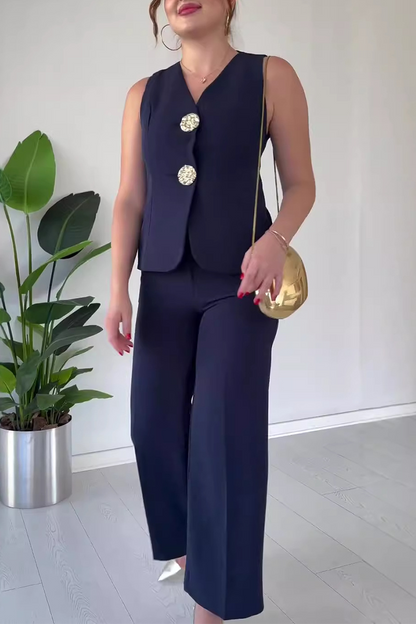 Arianwen – Color Patchwork V-neck Two-piece Set