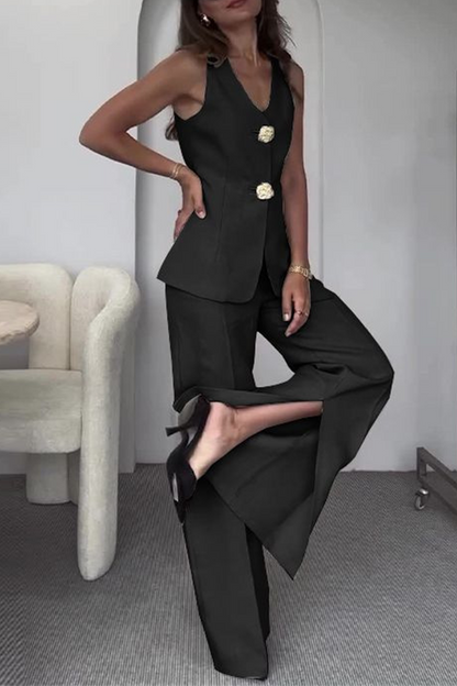 Arianwen – Color Patchwork V-neck Two-piece Set