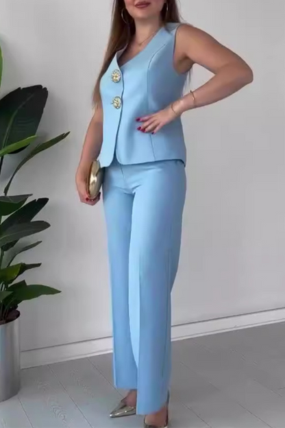 Arianwen – Color Patchwork V-neck Two-piece Set