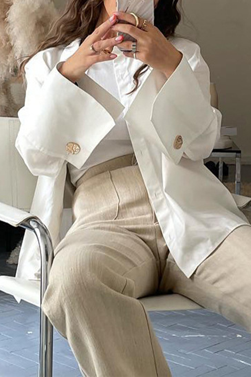 Street Pocket Buttons Turndown Collar Blouses