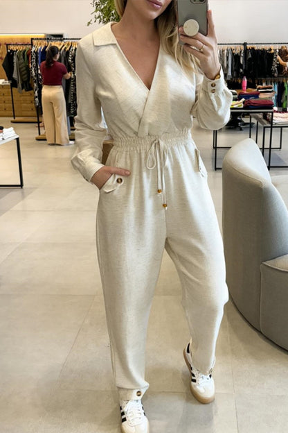 Patchwork V Neck Fitted Jumpsuits(3 Colors)