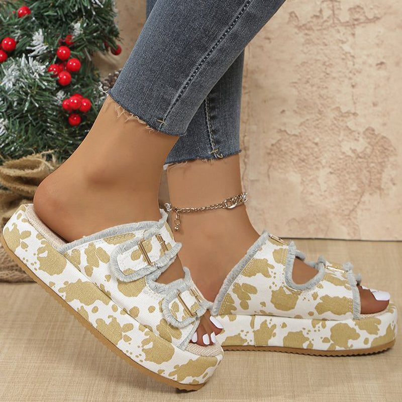 Hollow Out Patchwork Round Comfortable Wedges Shoes(3 Colors)