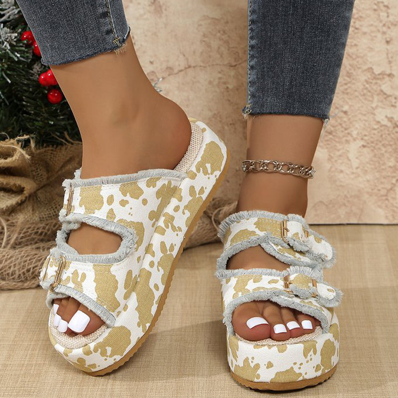Hollow Out Patchwork Round Comfortable Wedges Shoes(3 Colors)