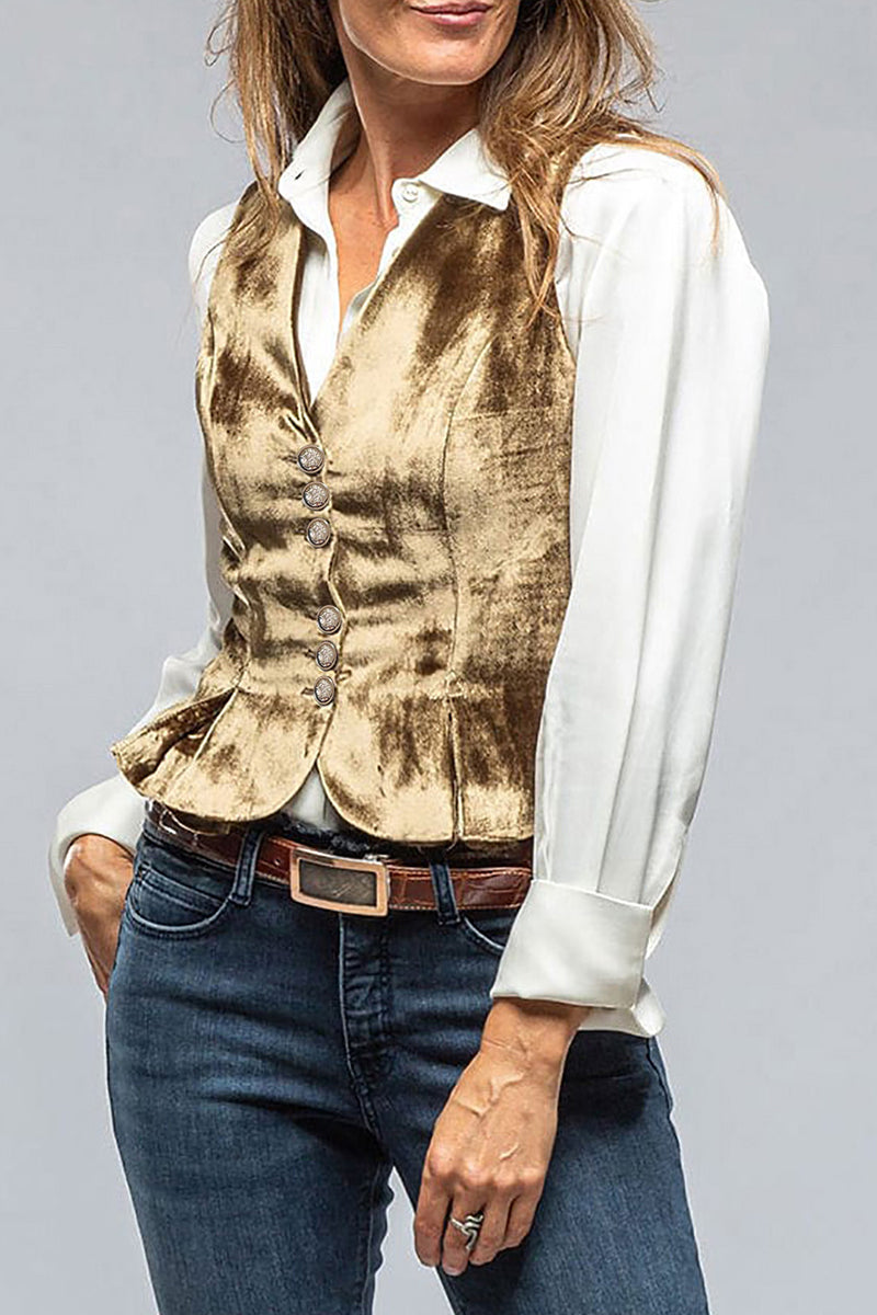 Daily Buttons V Neck Waistcoats(no Shirt)(3 Colors)