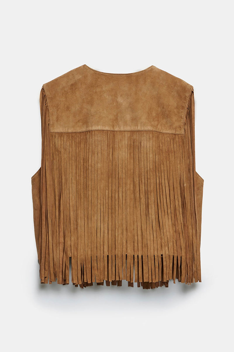 Street Fringed Trim O Neck Waistcoats