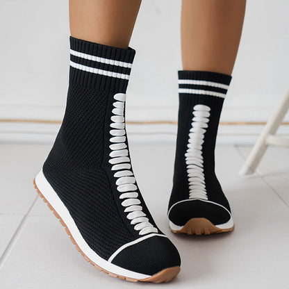 Patchwork Round Shoes(3 Colors)
