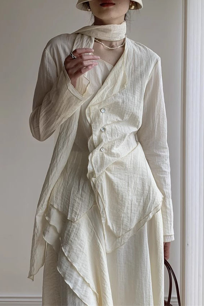 Buttons Ruched V Neck Blouses
