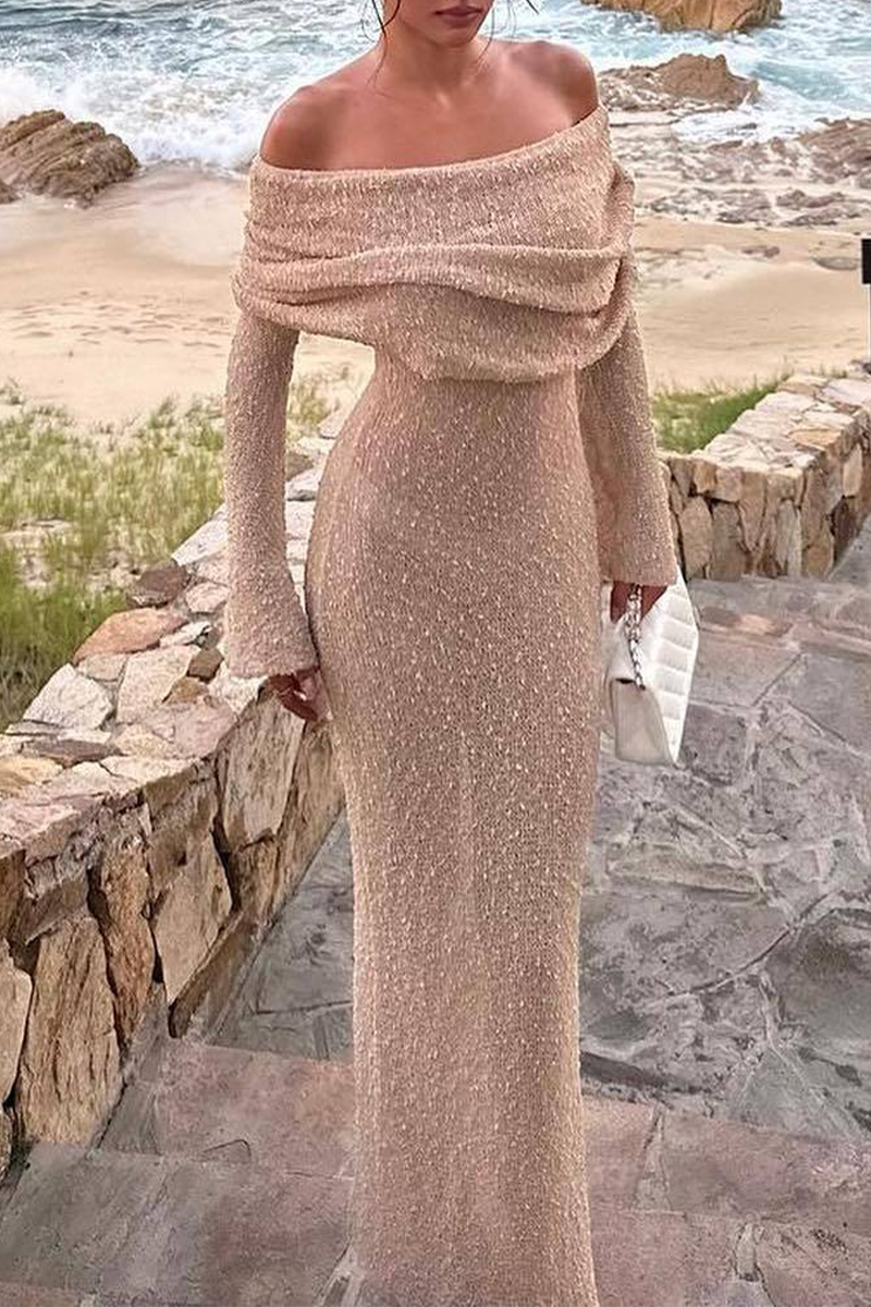 Hollow Out See-through Off Shoulder One Step Skirt Dresses(3 Colors)