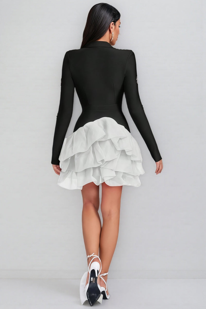 Dede Black Bandage Rhinestone Mini Dress