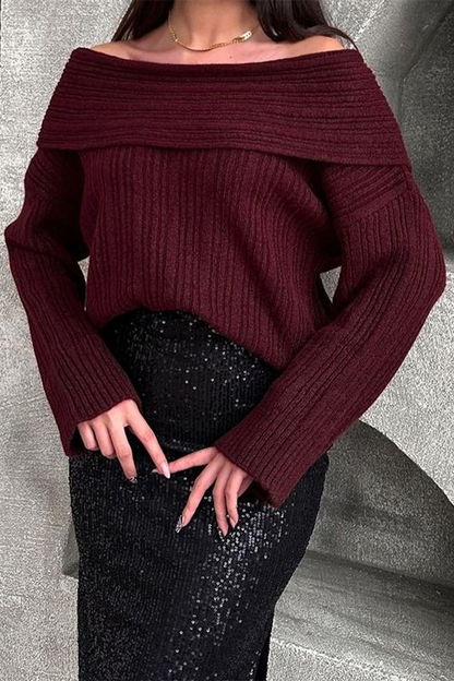 Street Potholes Off Shoulder Sweaters(5 Colors)