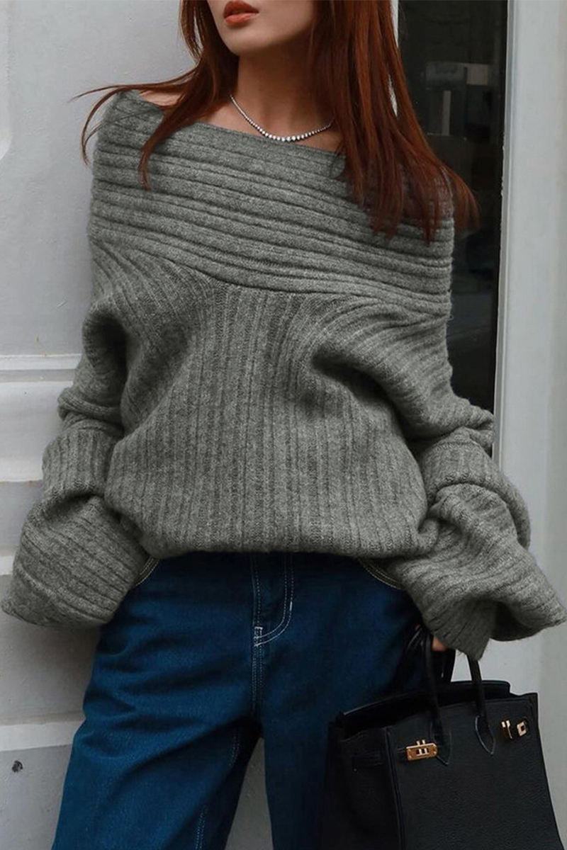 Street Potholes Off Shoulder Sweaters(5 Colors)