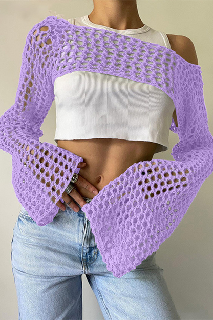 Hollow Out Irregular Off Shoulder Sweaters (17 Colors)