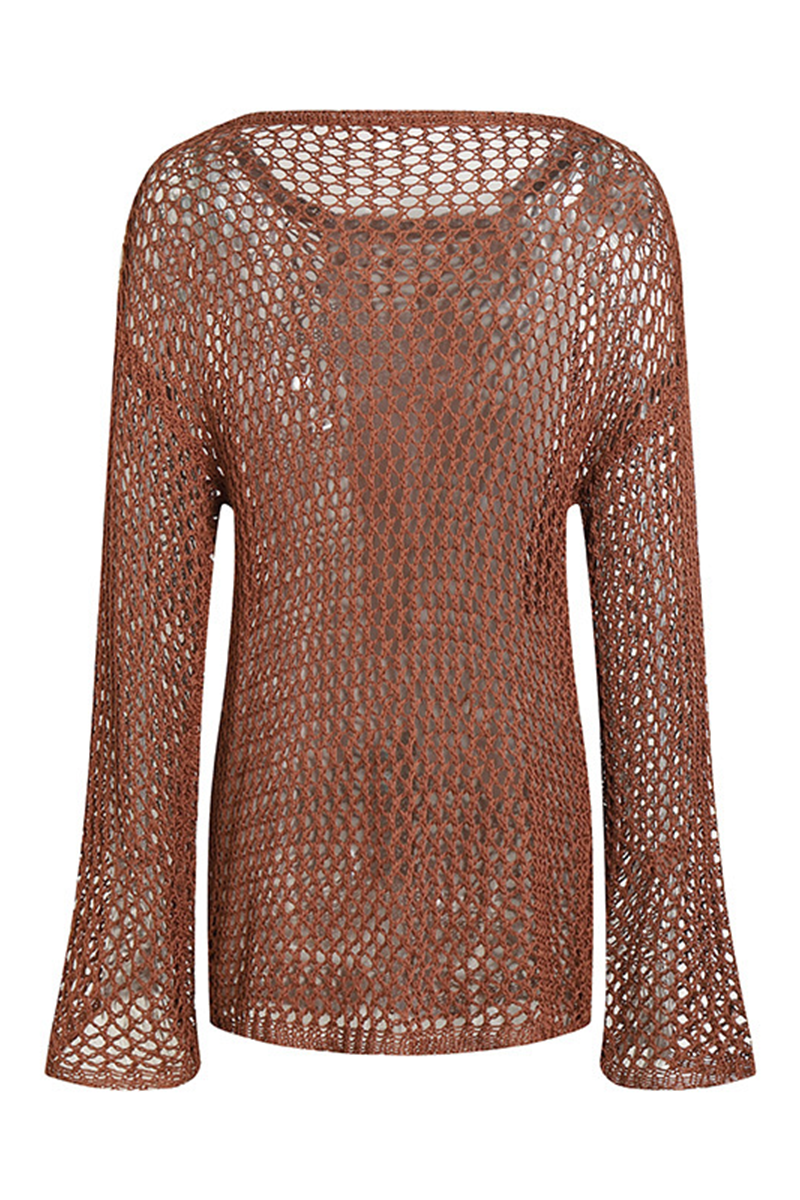 Color Hollow Out O Neck Sweaters(5 Colors)