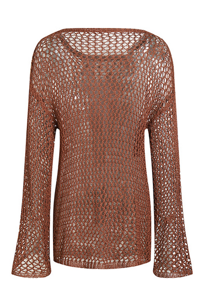 Color Hollow Out O Neck Sweaters(5 Colors)